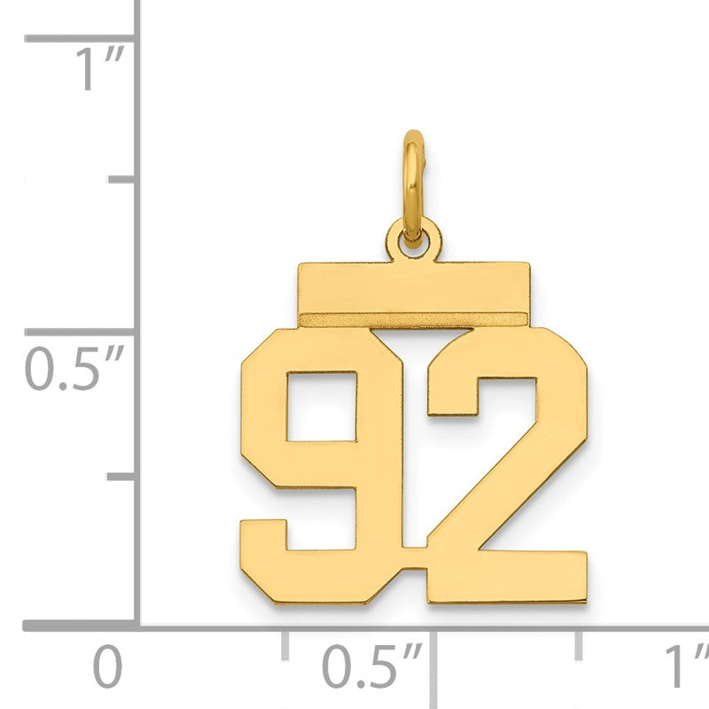 14k Small Polished Number 92 Charm LS92