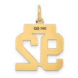 14k Small Polished Number 92 Charm LS92