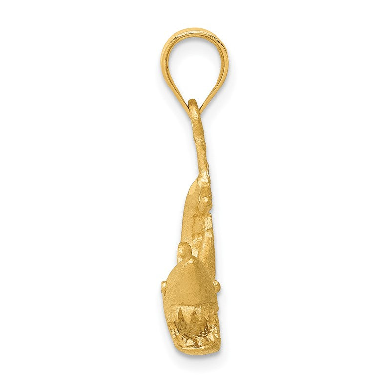 14k Satin Diamond-cut Swimming Shark Pendant C116