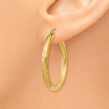 14k 3x30mm Satin Diamond-cut Round Tube Hoop Earrings TC288