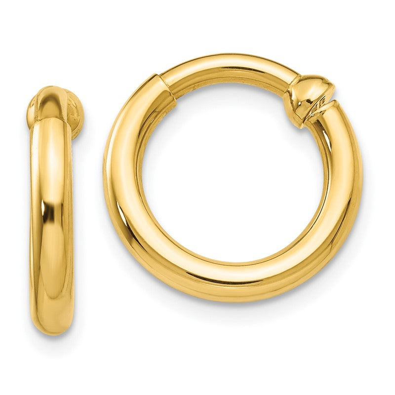 14k 2.5x10mm Polished Tube Hoop Non-pierced Earrings E658