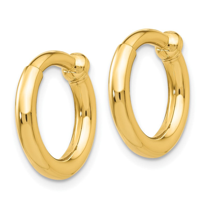 14k 2.5x10mm Polished Tube Hoop Non-pierced Earrings E658