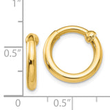 14k 2.5x10mm Polished Tube Hoop Non-pierced Earrings E658
