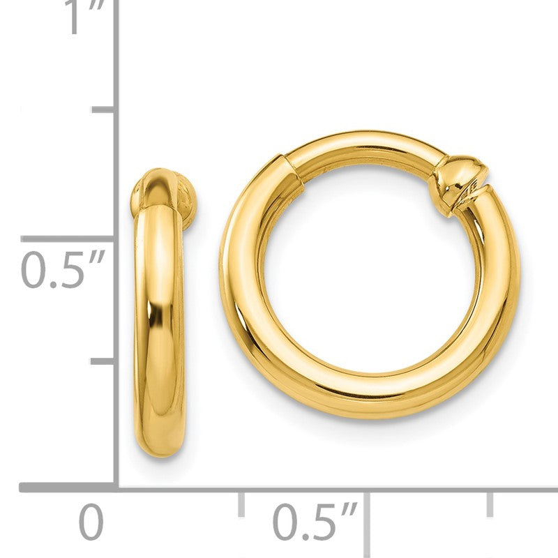 14k 2.5x10mm Polished Tube Hoop Non-pierced Earrings E658