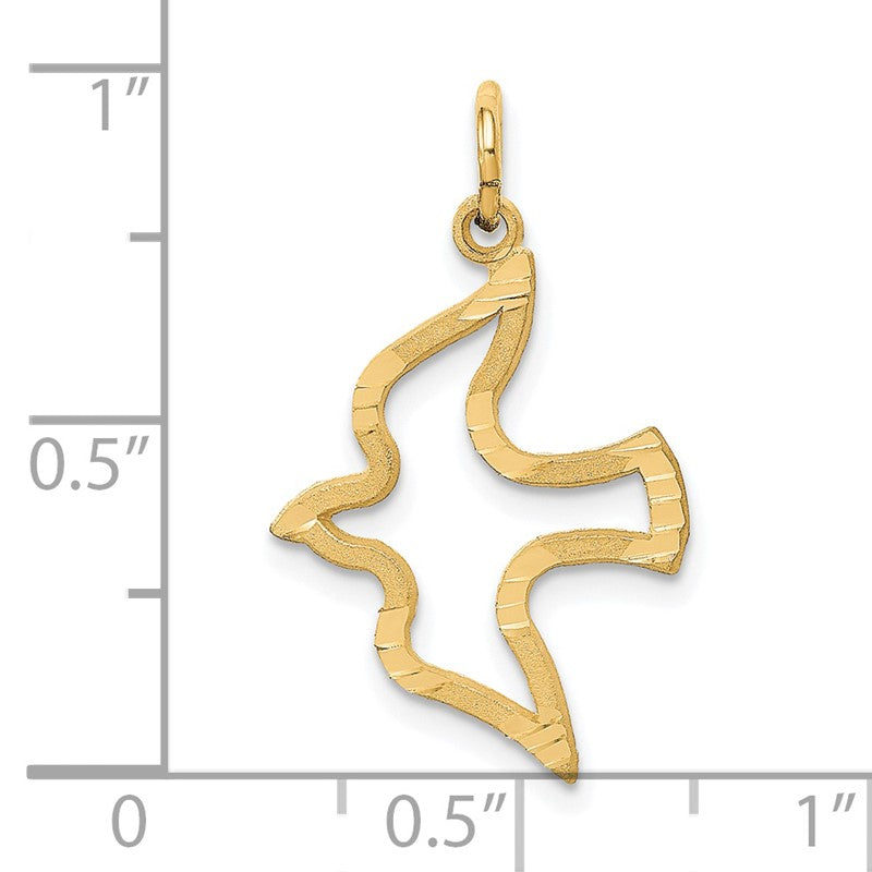 14K Satin and Diamond-Cut Dove Cut-out Charm C535
