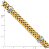 14k Two-Tone Polished Complete .05ct Diamond and Mesh 7.25 inch Bracelet SF607