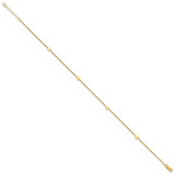 14K Polished Hearts 4-Station 10 inch Plus 1 inch Extender - Total 11 inch Anklet ANK305