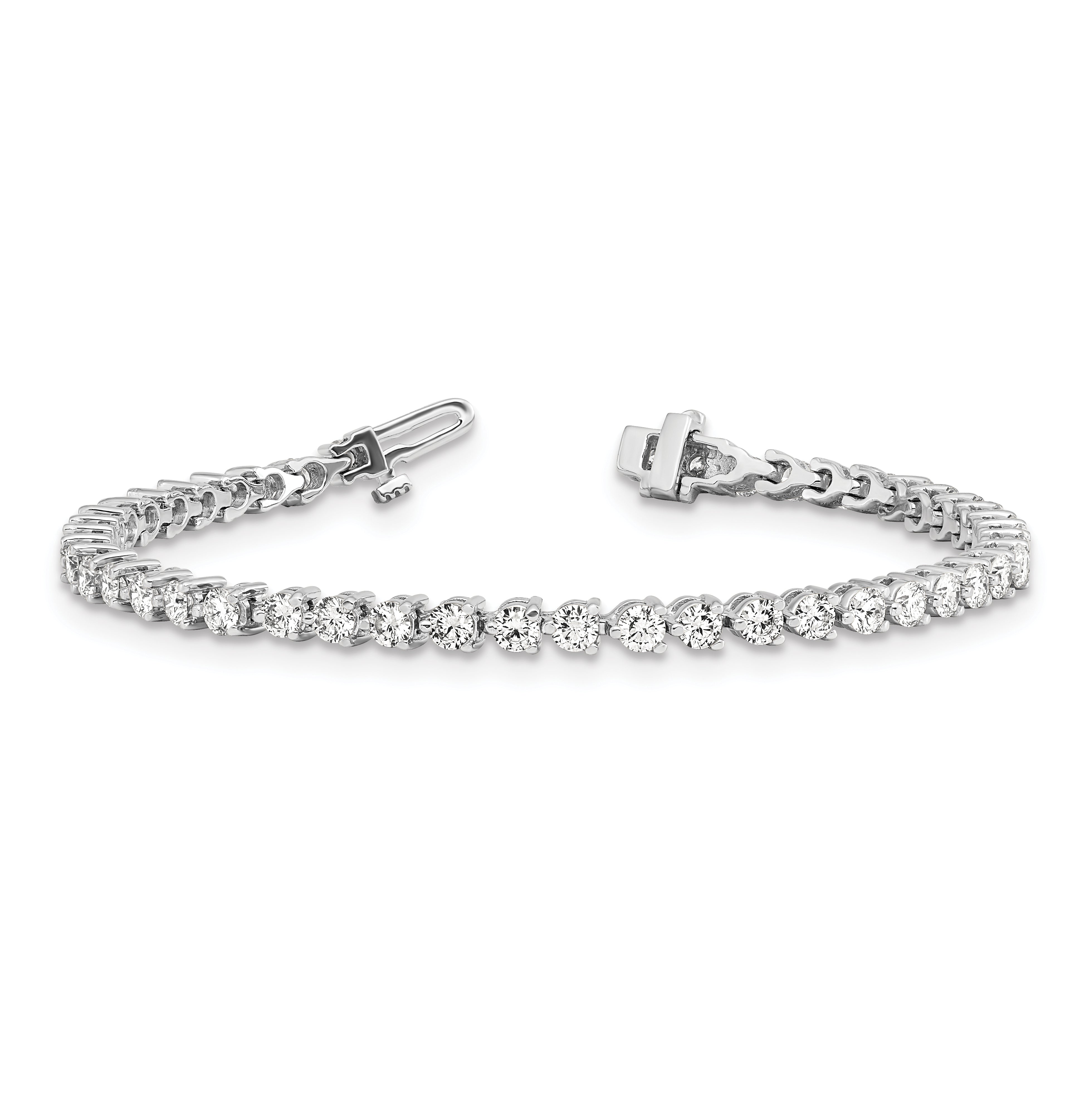 14k White Gold Complete 4.73 carat Round A Diamond 3-prong 7 inch Tennis Bracelet X2840WA