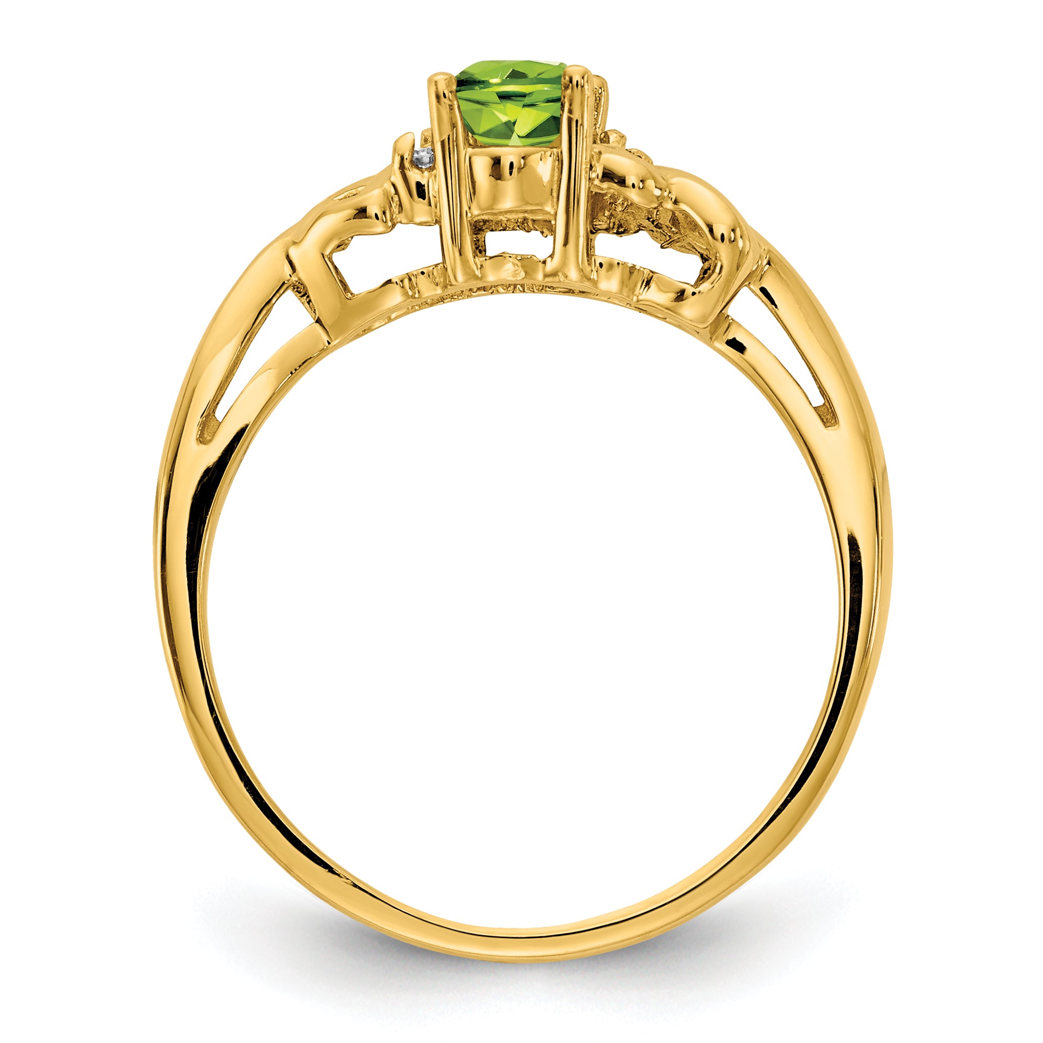 14k 6x4mm Oval Peridot VS Diamond ring Y4690PE/VS