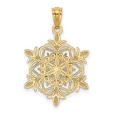 14k and White Rhodium Diamond-cut Snowflake Pendant K3190
