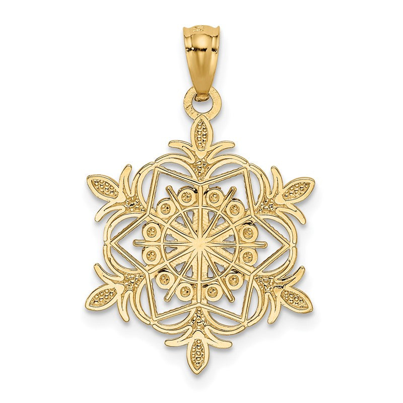 14k and White Rhodium Diamond-cut Snowflake Pendant K3190