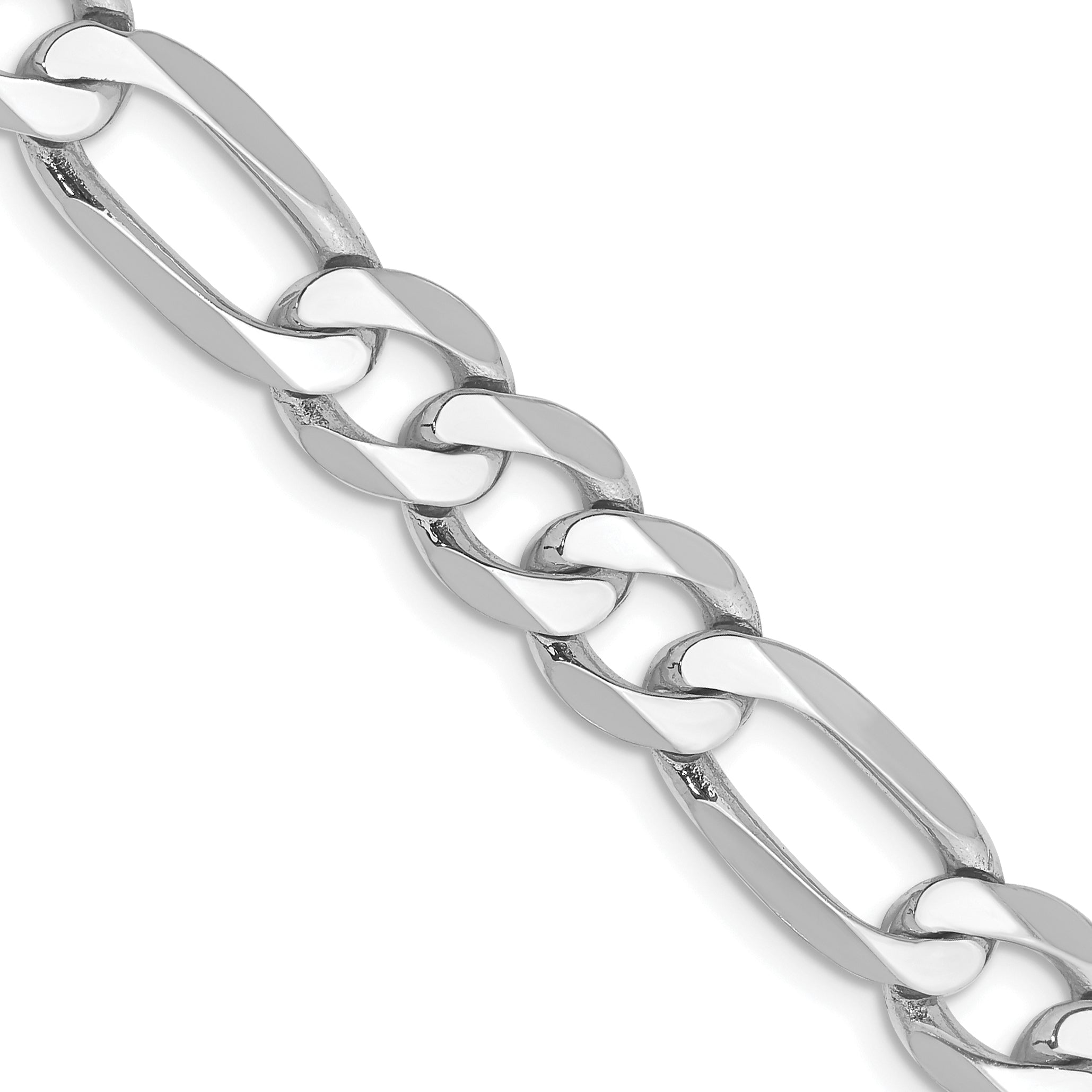 14K White Gold 20 inch 7.5mm Flat Figaro with Lobster Clasp Chain WFIG200