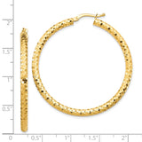 14K 3x44mm Diamond-cut Tube Hoop Earrings TF1705