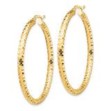 14K 3x44mm Diamond-cut Tube Hoop Earrings TF1705