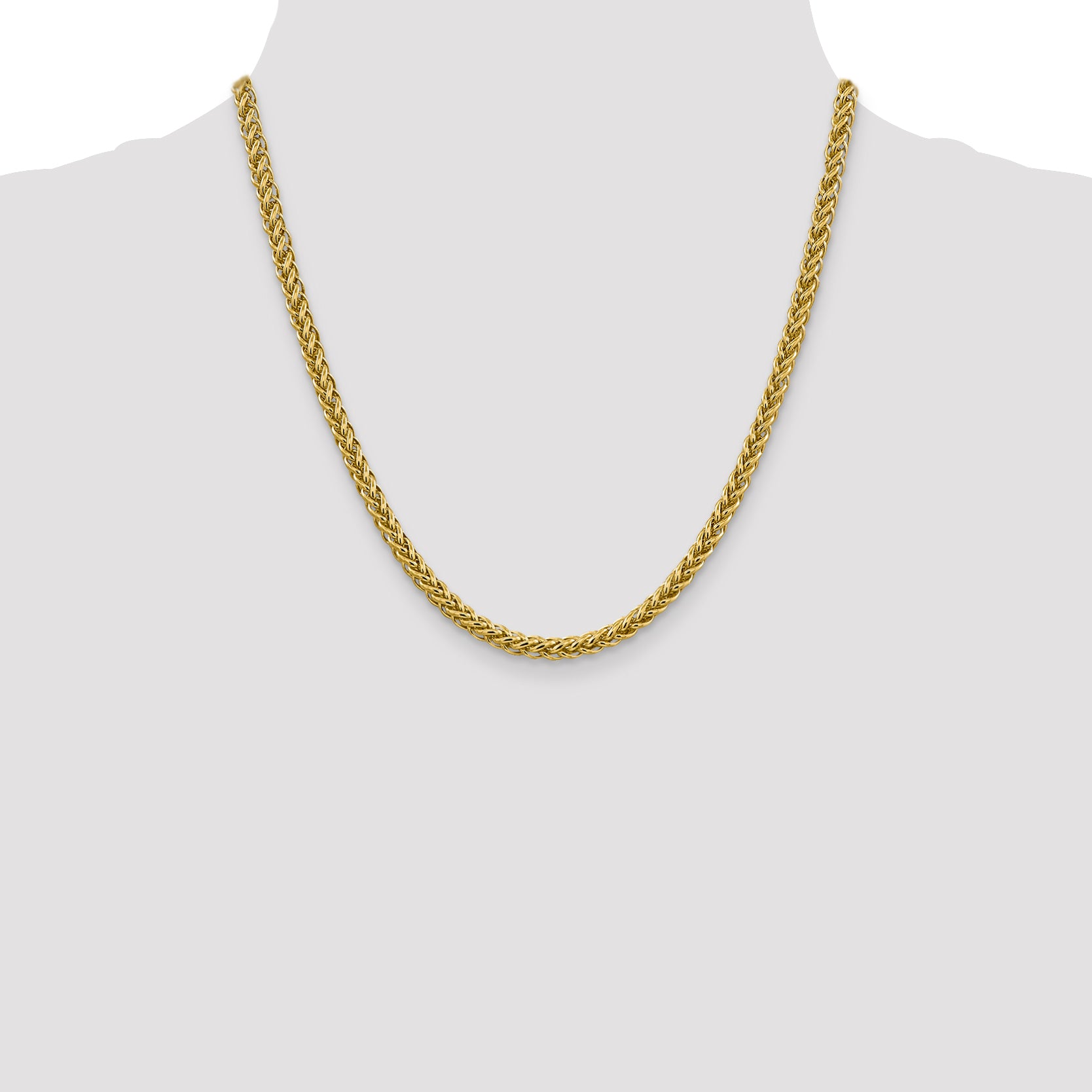 14K 26 inch 4.65mm Semi-Solid 3-Wire Wheat with Lobster Clasp Chain BC178