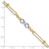 14K Two-tone Polished Diamond-cut Infinity Symbol 2-Strand 7.5 inch Bracelet FB1542