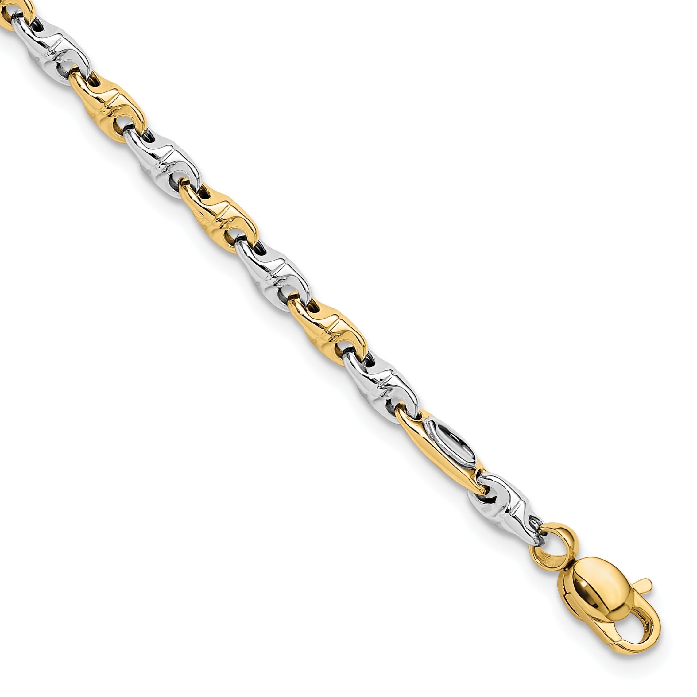 14K Two-tone Polished Fancy Link 7.5 inch Bracelet SF2598