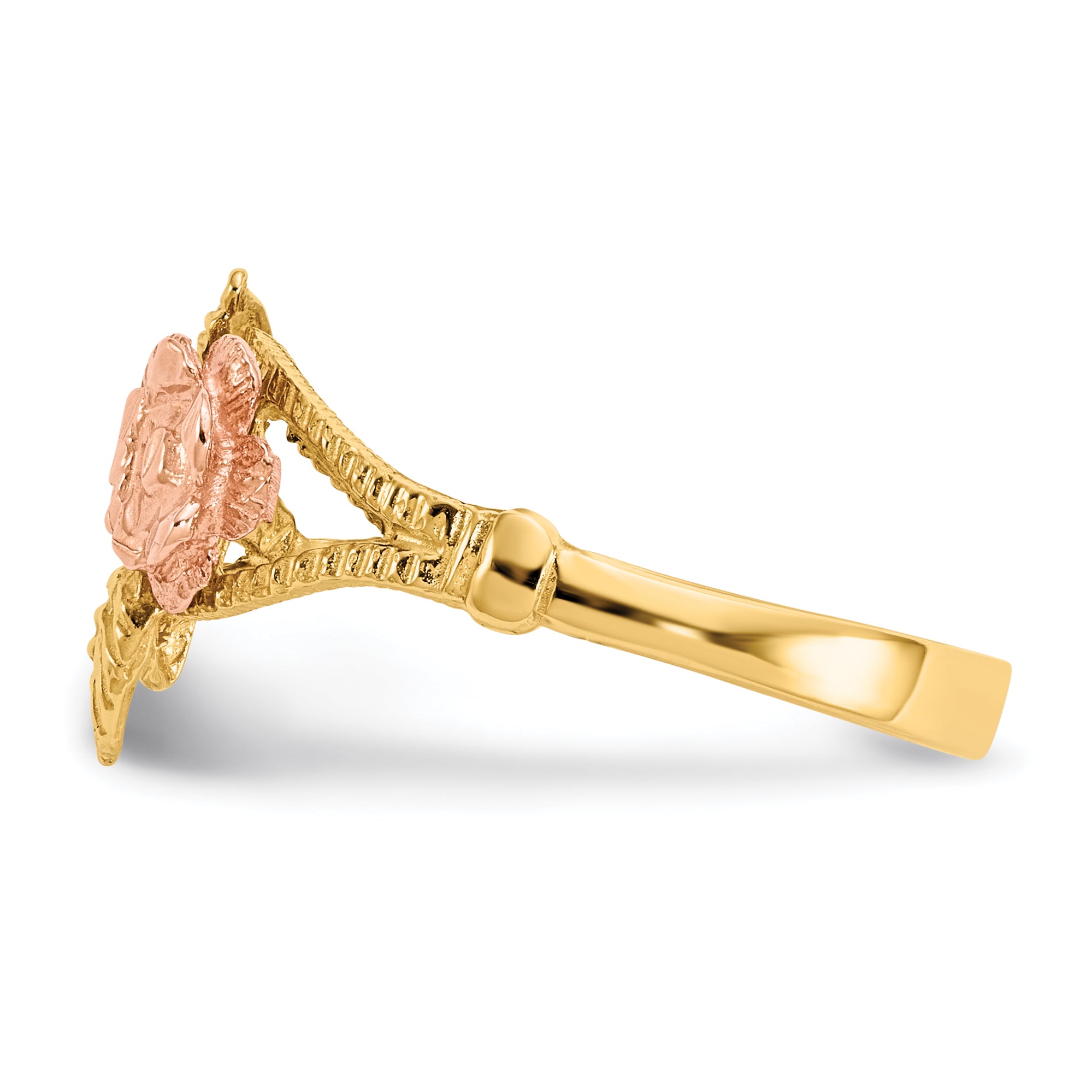 14k Two-tone Diamond-Cut Rose Ring R144