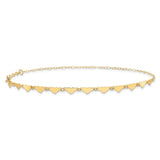 14K Hearts and Oval Links 9 inch Plus 1 inch Extender - Total 10 inch Anklet ANK245