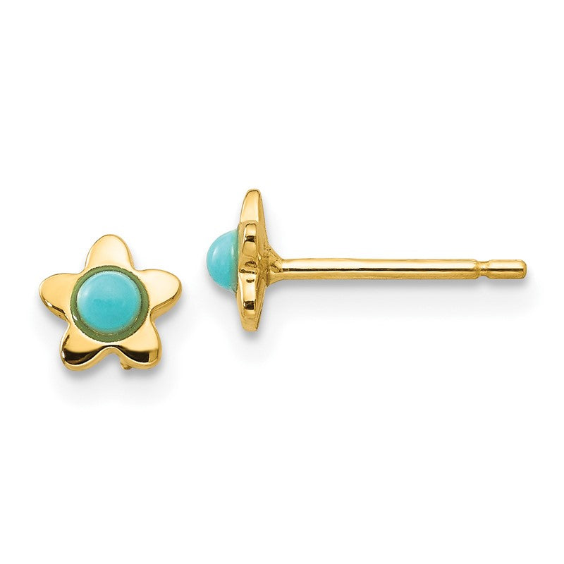 14k Polished Turquoise Star Post Earrings YE179