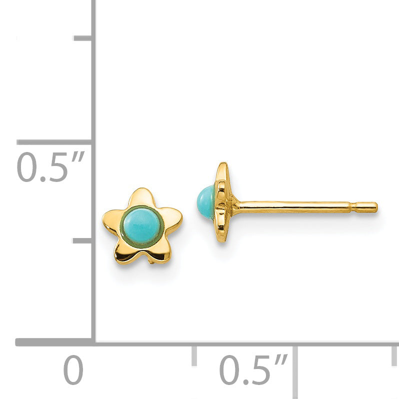 14k Polished Turquoise Star Post Earrings YE179
