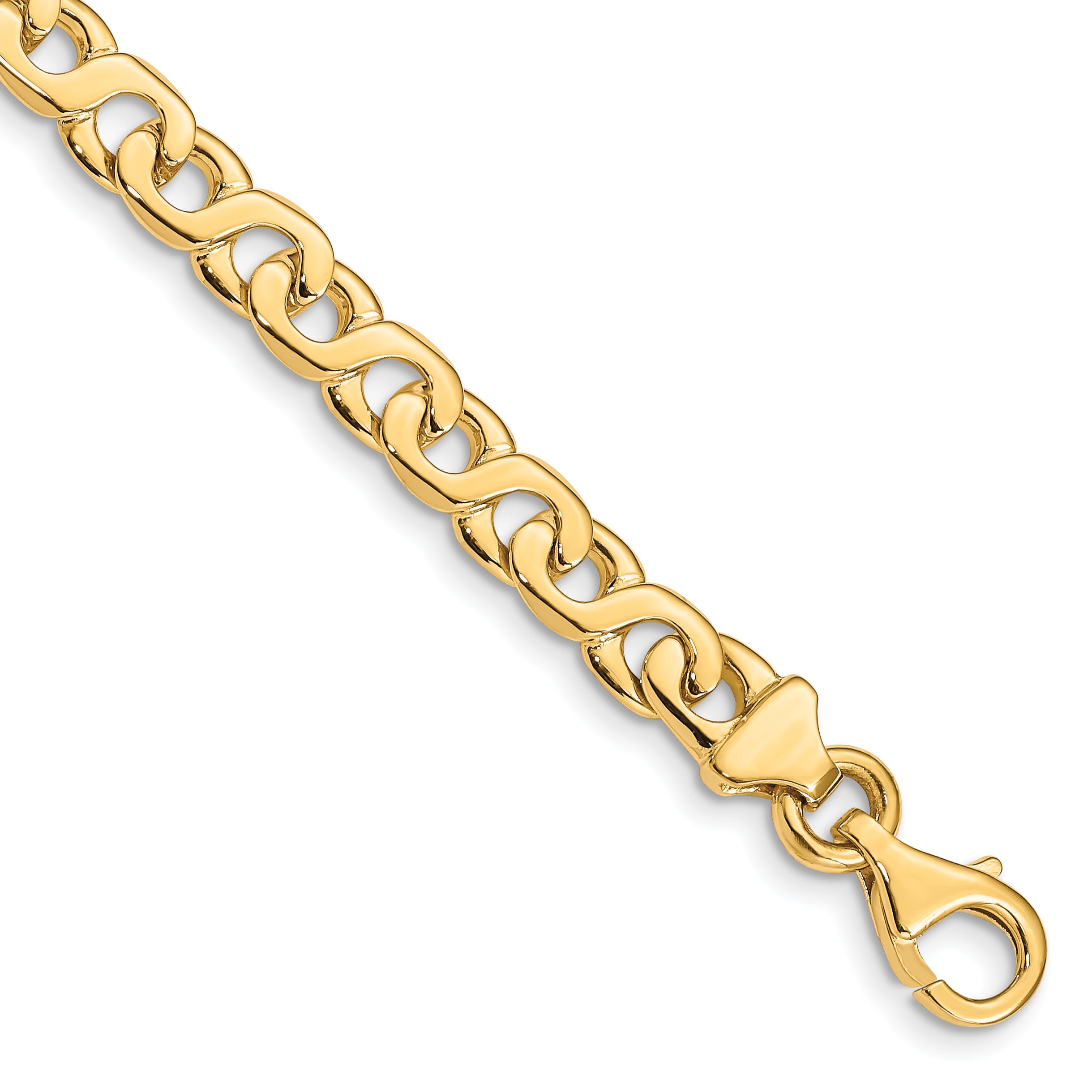 14K 18 inch 6.2mm Hand Polished Fancy Link with Fancy Lobster Clasp Chain LK170