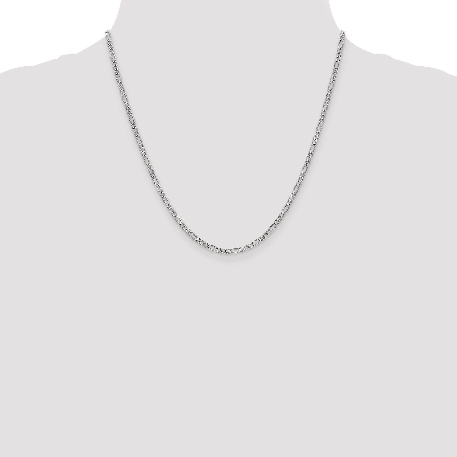 14K White Gold 10 inch 2.5mm Semi-Solid Figaro with Lobster Clasp Chain BC119
