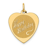 14k HAPPY BIRTHDAY 18mm Engravable Heart Disc Charm A2000/L