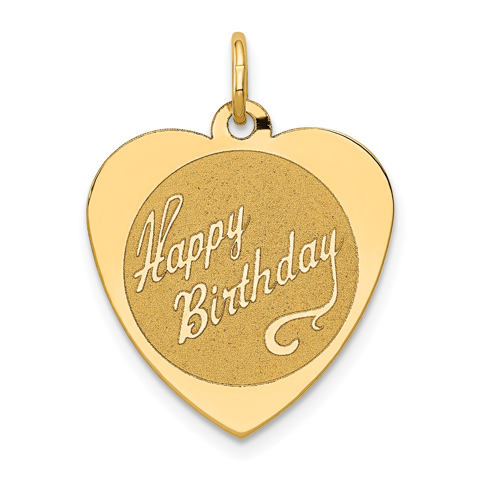 14k HAPPY BIRTHDAY 18mm Engravable Heart Disc Charm A2000/L