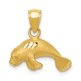 14K Satin Diamond-cut Manatee Pendant K2996