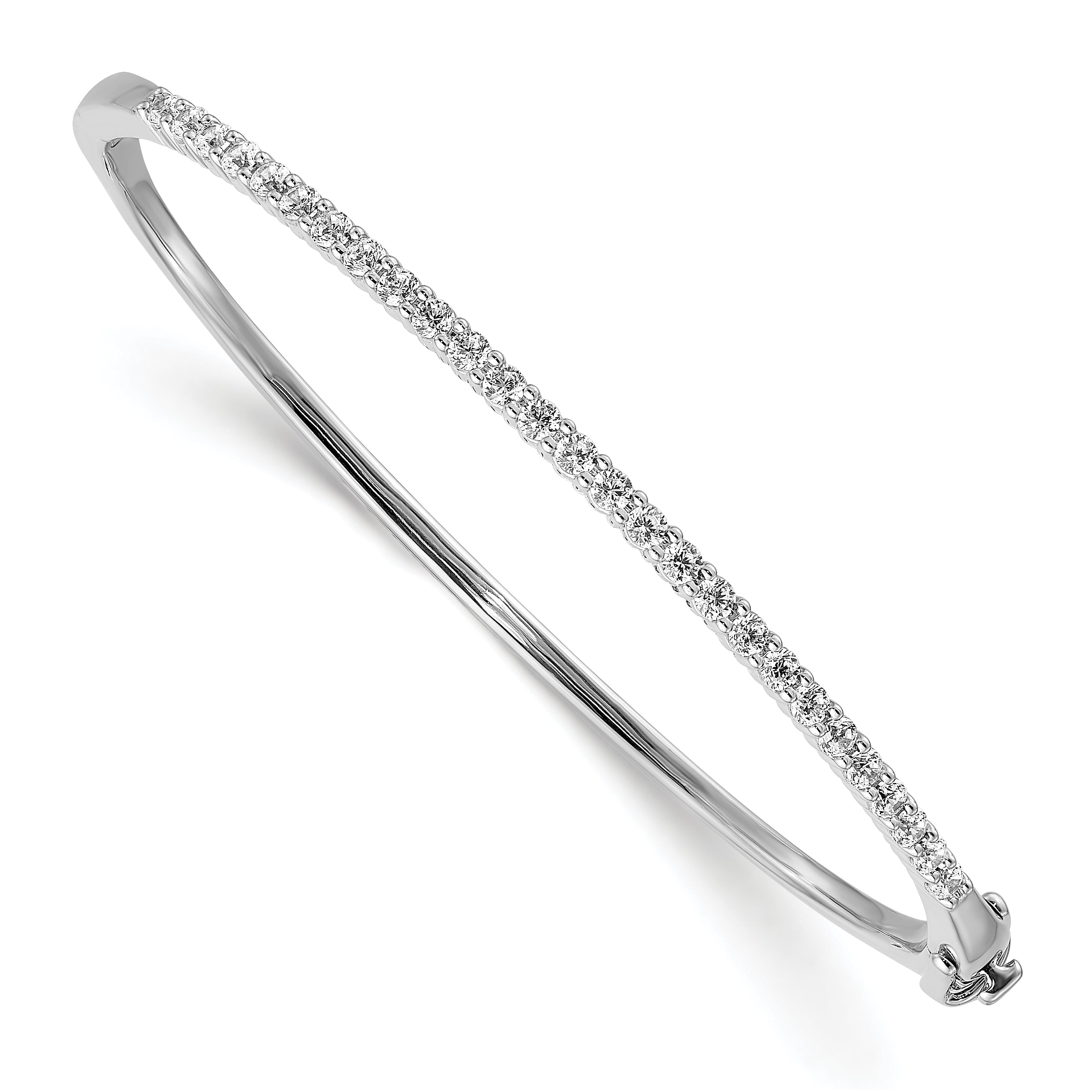14k White Gold AA Diamond Hinged Bangle XB322VS
