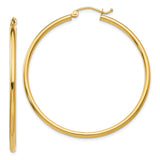 14k 2x45mm Polished Tube Hoop Earrings T920