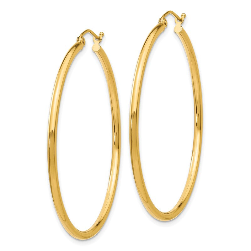 14k 2x45mm Polished Tube Hoop Earrings T920
