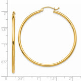14k 2x45mm Polished Tube Hoop Earrings T920