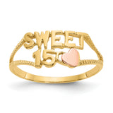 14K Two-tone Quinceanera SWEET 15 Heart Ring K3884