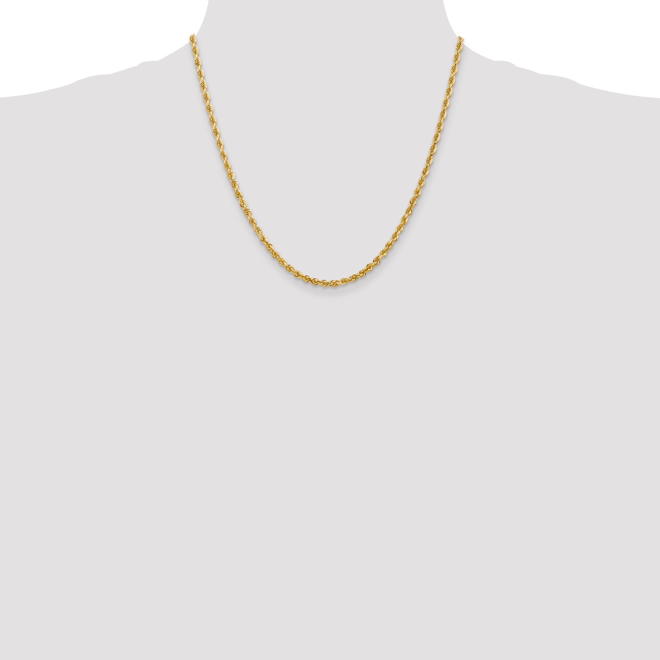 14K 26 Inch 3.35mm Diamond-cut Quadruple Rope Lobster Clasp Chain QTR025
