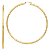14k 3x90mm Lightweight Diamond-cut Round Tube Hoop Earrings TC1015