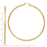 14k 3x90mm Lightweight Diamond-cut Round Tube Hoop Earrings TC1015