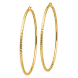 14k 3x90mm Lightweight Diamond-cut Round Tube Hoop Earrings TC1015