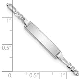 14k White Gold Polished Solid Chain/Solid Plate Figaro Link 20x4.5mm Plate 5.5 inch Baby/Child ID Bracelet FG60IDW