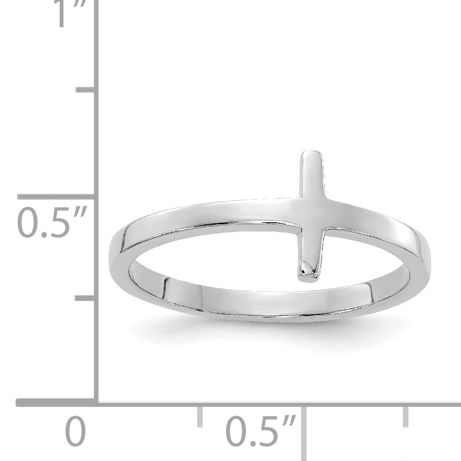 14k White Gold Sideways Cross Ring R1788