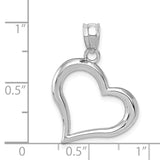 14k White Gold Polished Open Dangling Heart Pendant K1612
