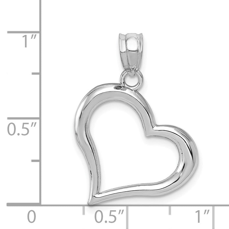 14k White Gold Polished Open Dangling Heart Pendant K1612