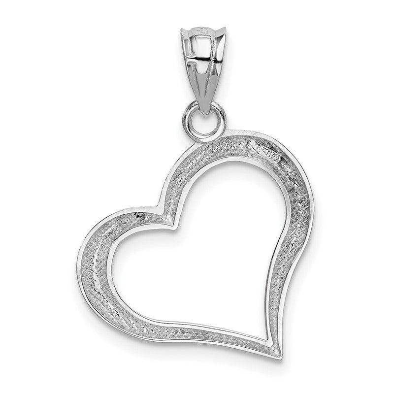 14k White Gold Polished Open Dangling Heart Pendant K1612