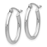 14k White Gold 2x19mm Polished Oval Tube Hoop Earrings TC117