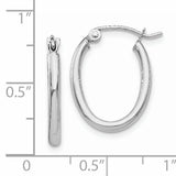 14k White Gold 2x19mm Polished Oval Tube Hoop Earrings TC117