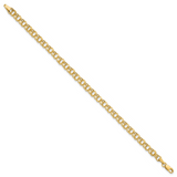 14k 4.5mm Hollow Diamond-cut Double Link 7 inch Charm Bracelet DOH21