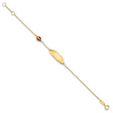 14K Polished Red Enamel Ladybug and 20x7mm Plate 5.5 inch Baby/Child ID Bracelet with 0.5 inch Extender BID107