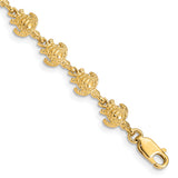 14K Polished and Textured Turtle 7 inch Bracelet FB1444