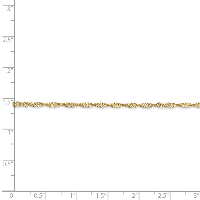 14K 10 inch 1.70mm Singapore with Lobster Clasp Anklet PEN10